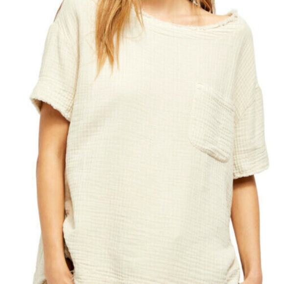 FREE PEOPLE We The Free Womens Tee Sunny Road Stylish Beige Size M - Picture 13 of 13